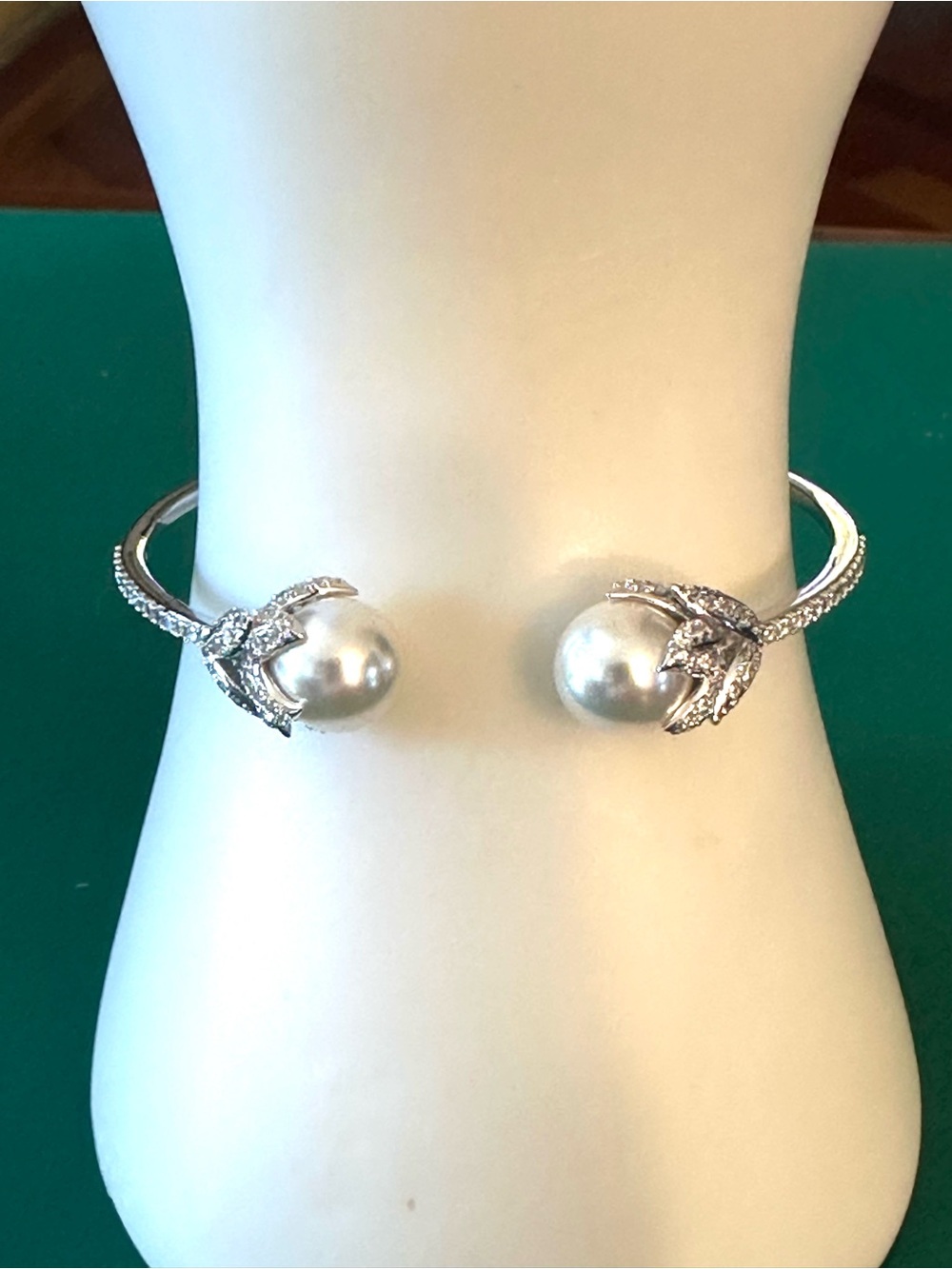 Nadri hinged silver & CZ bracelet in EUC